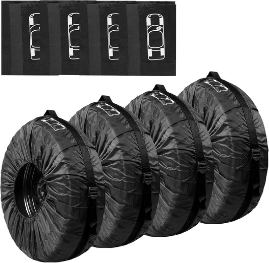 Housses de rangement pour pneus: anti-poussière, résistant à l'eau, Lot de 4, 19-23 pouces, noir